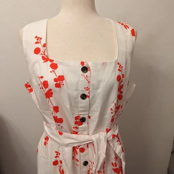 Ann Taylor Floral Button Flare Dress